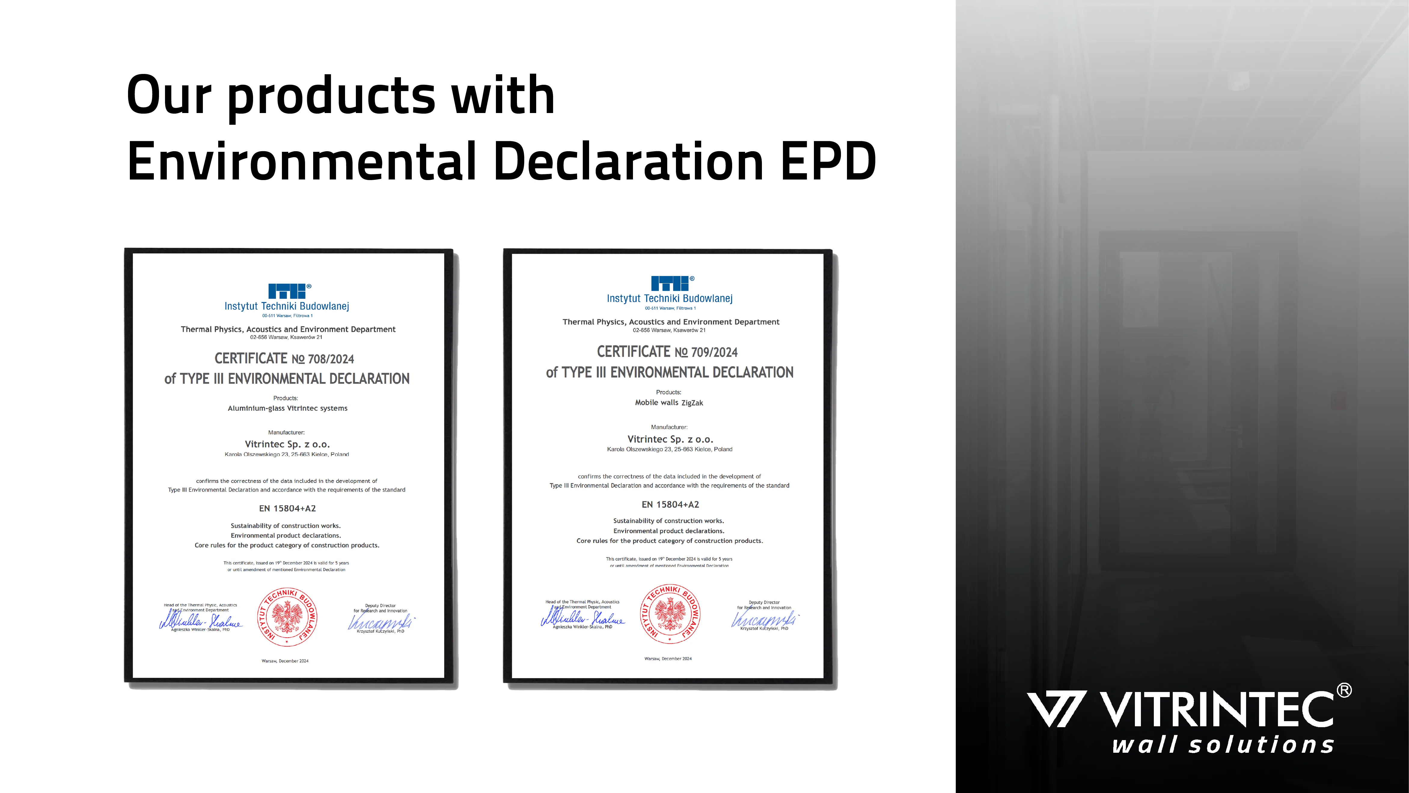 Vitrintec products with EPD Certificates!